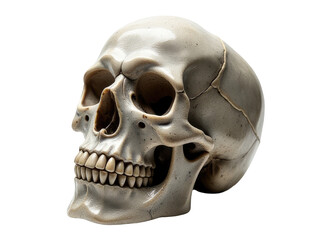 Obraz premium Close-up image of a skull on a clean white background, great for various themes and designs