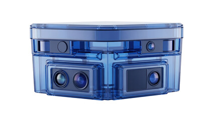 Obraz premium Blue Glass 3D Self Driving Car Sensor Array, isolated on white