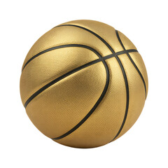 Gold Basketball Isolated on Transparent Background 
