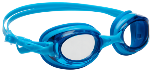 Blue swimming goggles for water 
