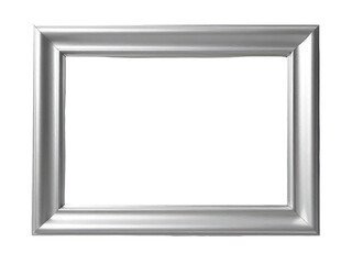 Fototapeta premium A simple silver picture frame sits on a plain white background, ready for your favorite photo