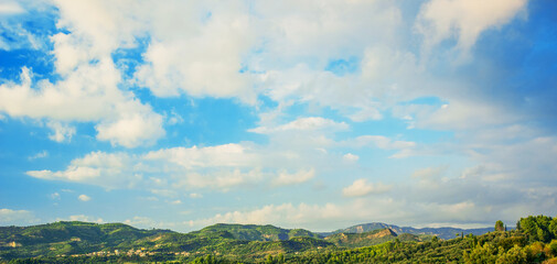 tropic travel landscape panorama mountain range evergreen south Earth region cloudscape view...