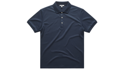 Navy blue polo shirt displayed flat for casual wear or sports activities in everyday environments 
