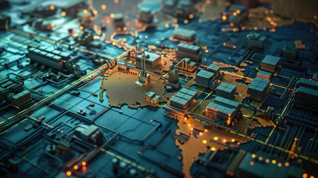 Video A detailed view of a city map with various landmarks and streets