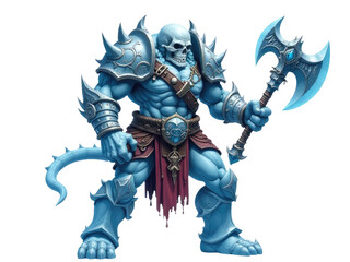 A bronze statue of a man holding a large axe