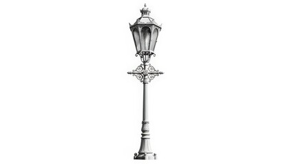 Vintage ornate street lamp post illustration isolated on white background