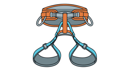 Naklejka premium Illustration of an orange and blue climbing harness with gear loops, isolated on transparent background
