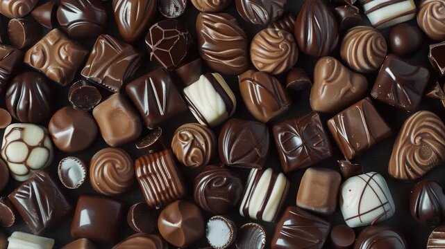 Video A variety of chocolates arranged on a table