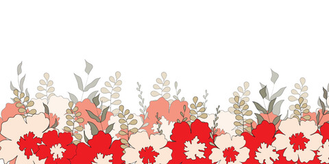 Hello spring banners collection. Background with color leaves, flowers. Nature concept design. Modern floral compositions in trendy flat simple style. Vector illustration for poster, greeting card.