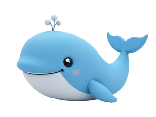 A blue whale with a friendly and approachable expression, perfect for illustrations or designs about marine life and conservation