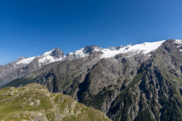 Fototapeta premium View of La Meije from the Emparis Plateau in the Arves Massif, Hautes-Alpes, France