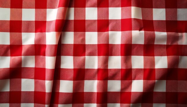 Red White Checkered Picnic Tablecloth As Background Checkered Picnic Tablecloth