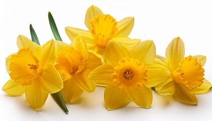 Obraz premium Yellow Daffodils Flowers Isolated On White Background