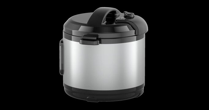 Smart Automatic Multicooker rotation animation seamlessly loopable. 3D rendering isolated on transparent background