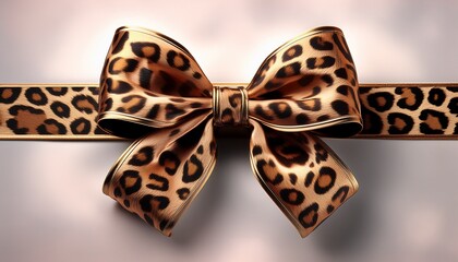 Leopard Print Ribbon Bow With Gold Accents