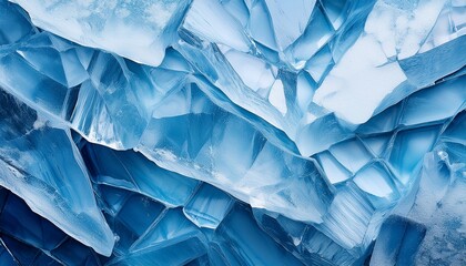 Abstract Close Up Of Crystal Ice Texture In Blue And White Tones Resembling Iceberg Surface Or Glacier Cracks With Sharp Edges Background For Winter And Nature Themes