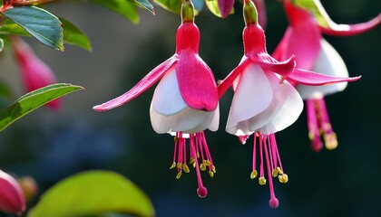 Pink White Fuchsia Flower Bloom