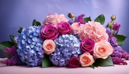 Vibrant Floral Arrangement With Roses And Hydrangeas