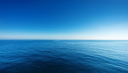 Fototapeta premium Beautiful Seascape Without Clouds Perfectly Clean Smooth Sea And Clear Blue Sky