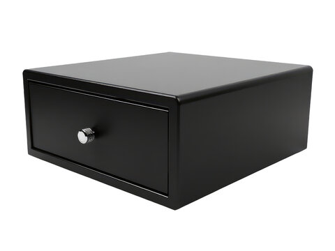 A small, mysterious black metal box with a key attached, perfect for illustrations and designs where a sense of secrecy or intrigue is needed