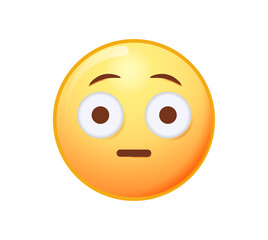 Astonished emoji. Shocked emoticon with gasping face. Flushed emoji with big eyes. Emojis shock emoticon characters