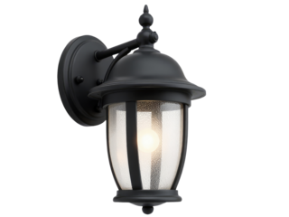 A modern exterior lighting fixture with transparent glass cover, suitable for pathway or garden illumination