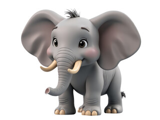 Fototapeta premium A cartoon elephant with a large tusk character suitable for children's illustrations and educational materials