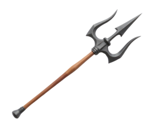 A large metal and wood spear with a wooden handle, ideal for medieval or ancient themed images
