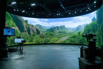 Virtual landscape studio showcasing lush mountain views