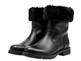 A close-up shot of a pair of black boots, suitable for fashion or outdoor use