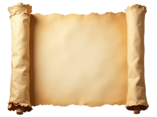 An old scroll with paper texture on a white background, great for historical or ancient theme designs