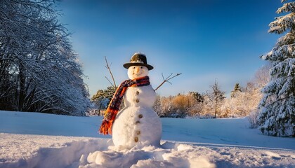 A Charming Snowman Decked Out For Winter Sporting A Festive Hat And Scarf Embodies The Joy And Warmth Of The Season