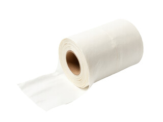 Fototapeta premium A single toilet paper roll on a plain white background, perfect for minimalist designs and straightforward uses