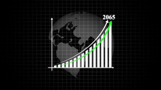 Global Growth Chart 2065 Upward Trend Arrow graph business&ndash; Business Growth and New Year Target Achievement Concept