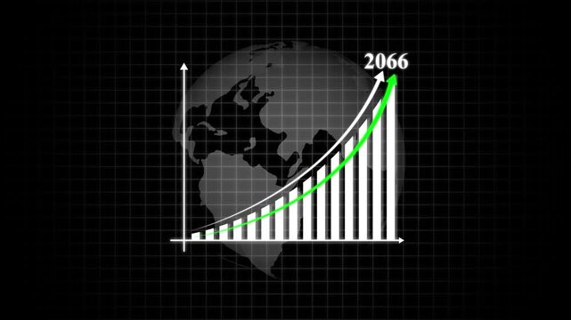 Global Growth Chart 2066 Upward Trend Arrow graph business .Business target growth of new year concept,