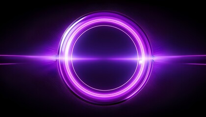 Glowing Purple Neon Circle Isolated On Transparent Background
