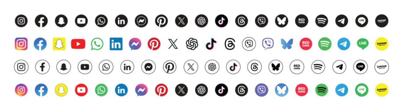 popular social media logos vector icon set of for editorial use	
