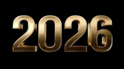 Golden 2026 numerals on black background