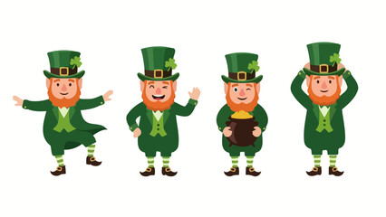 Four Cheerful Leprechauns Celebrating St. Patrick's Day