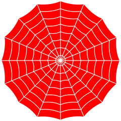red spider web design is visible on a white background. Vector illustration