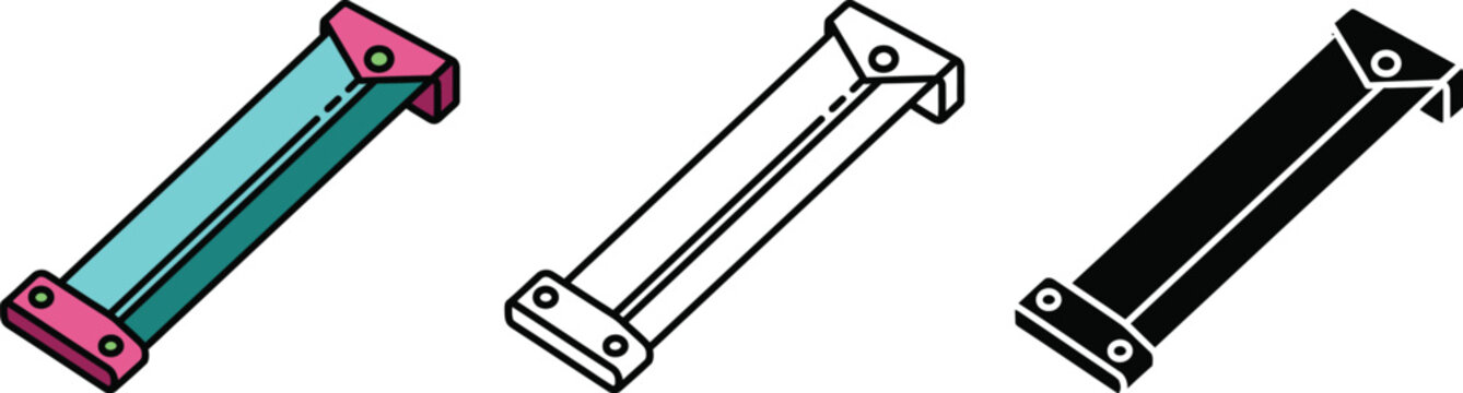 Three colorful parallel bars with different colored handles and bars gymnastic equipment
