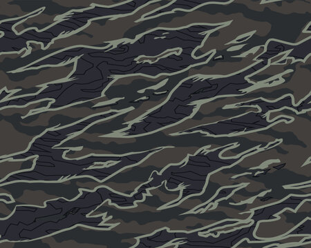 Vector seamless camo tiger stripe army fatigue pattern design	
