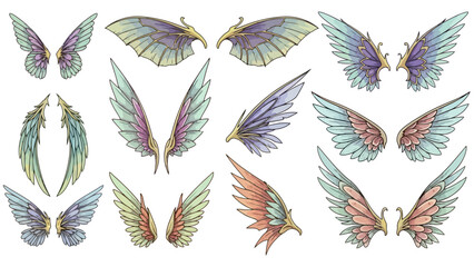 Fantasy Wings Vector Illustration Set for Design Projects