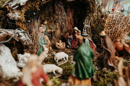 dettagli del presepe in una casa italiana