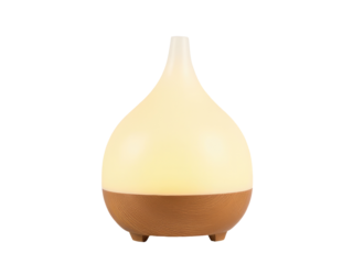 A decorative vase with white and brown colors placed on a table