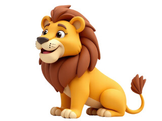 Fototapeta premium A cartoon lion sitting on a white surface