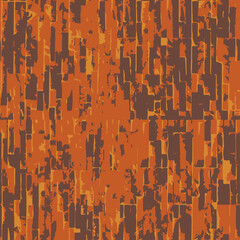 Full Seamless rust orange mosaic pattern. Bold grunge blocks print background with warm industrial vibe. Autumn surface for posters, packaging, fabric, wall decor.