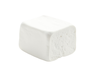A single white marshmallow on a plain white background