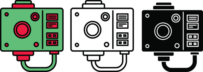 Three retro cameras with different colored bodies and similar control layouts vintage cameras