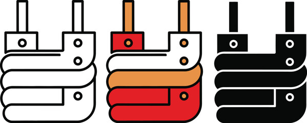 Three Stacked Battery in White Black and Red Orange Gradient